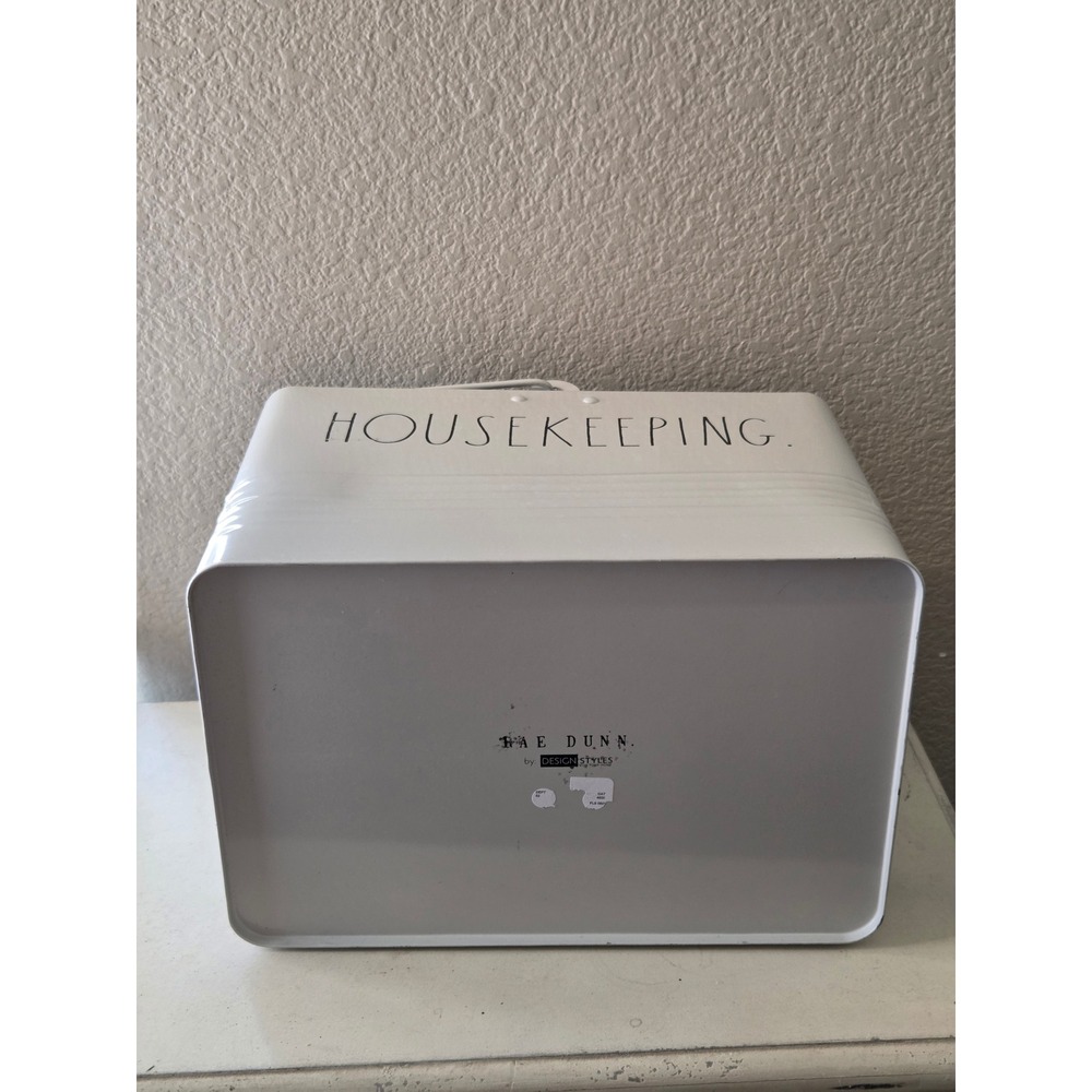 Rae Dunn Housekeeping Metal Cleaning Caddy White Farmhouse Organizer with Handle - Picture 8 of 10